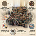 DaDa Bedding Elegant Tapestry Throw Blanket, Ethnic Ornaments Geometric Black - 50” x 60” (7174) by DaDalogy Bedding Collection