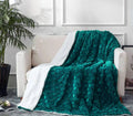 DaDa Bedding Emerald Green Blue Faux Fur Sherpa Throw Blanket by DaDalogy Bedding Collection