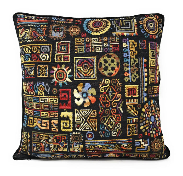 DaDa Bedding Ethnic Ornaments Geometric Black Tapestry Throw Pillow Covers 16" (18118) by DaDalogy Bedding Collection