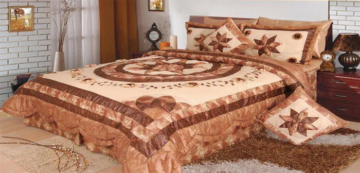DaDa Bedding Floral Medallion Honeymoon Beige Brown Comforter Set, King, 5-Pieces (BM6123L) by DaDalogy Bedding Collection