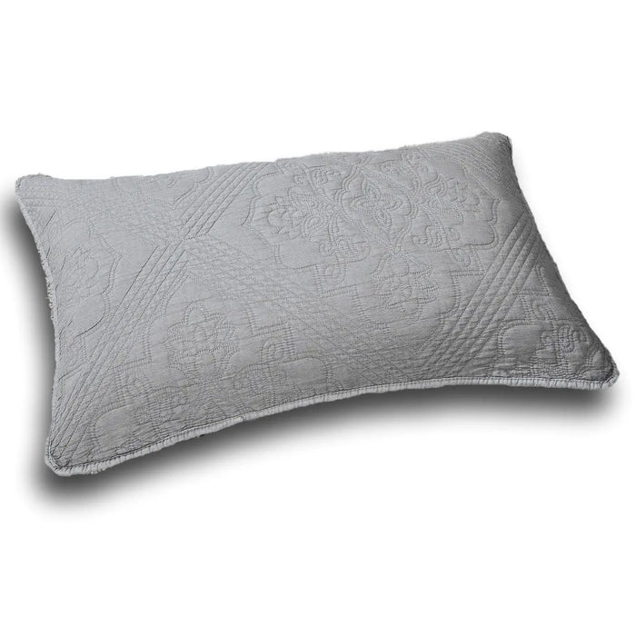 DaDa Bedding Floral Stone Wash Grey Diamond Pattern Quilted King Size Pillow Sham - 20” x 36” (JHW855) by DaDalogy Bedding Collection