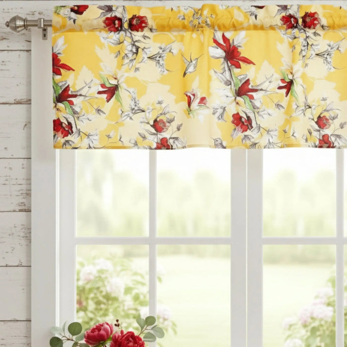 DaDa Bedding Floral Sunshine Yellow Hummingbirds Window Curtain Valance - 18" x 52" (JHW-925) by DaDalogy Bedding Collection
