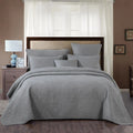DaDa Bedding Floral Vintage Stone Wash Grey Matelassé Ash Silver Diamond Pattern Quilted Bedspread Set (JHW855) by DaDalogy Bedding Collection