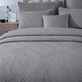 DaDa Bedding Floral Vintage Stone Wash Grey Matelassé Ash Silver Diamond Pattern Quilted Bedspread Set (JHW855) by DaDalogy Bedding Collection