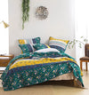 DaDa Bedding Gardenia Green Floral Patchwork Quilt Set
