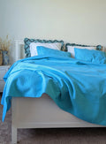 DaDa Bedding Gentle Wave Turquoise Teal Blue Lagoon Lightweight Quilted Bedspread Set (LH3000) by DaDalogy Bedding Collection