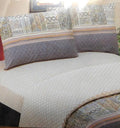 DaDa Bedding Geometric Striped Tan Brown Multi-Color Fitted + Flat Sheet & Pillow Cases Set (FSFS8279) by DaDalogy Bedding Collection