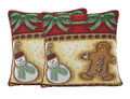 DaDa Bedding Gingerbread Snowman Woven Tapestry Throw Pillow Covers 16" x 16" (12917) by DaDalogy Bedding Collection