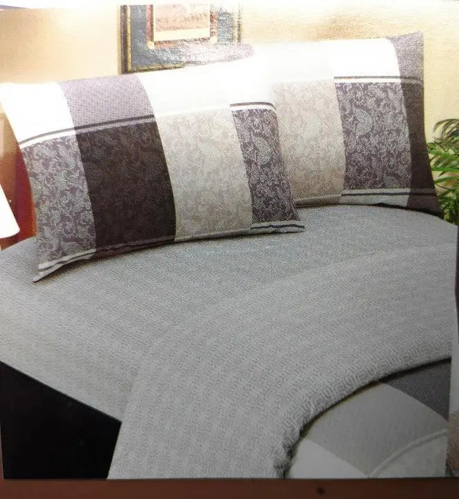 DaDa Bedding Grey Floral Paisley Fitted & Flat Sheet w/ Pillow Cases Set (FSFS8222) by DaDalogy Bedding Collection