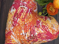 DaDa Bedding Hand-Made Sewn Marble Painted Heart Shaped Reversible Colorful Throw Pillow - 16” x 14” by DaDalogy Bedding Collection