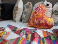 DaDa Bedding Hand-Made Sewn Marble Painted Heart Shaped Reversible Colorful Throw Pillow - 16” x 14” by DaDalogy Bedding Collection