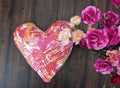 DaDa Bedding Hand-Made Sewn Marble Painted Heart Shaped Reversible Colorful Throw Pillow - 16” x 14” by DaDalogy Bedding Collection