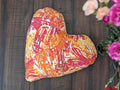 DaDa Bedding Hand-Made Sewn Marble Painted Heart Shaped Reversible Colorful Throw Pillow - 16” x 14” by DaDalogy Bedding Collection