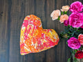 DaDa Bedding Hand-Made Sewn Marble Painted Heart Shaped Reversible Colorful Throw Pillow - 16” x 14” by DaDalogy Bedding Collection