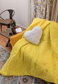 DaDa Bedding Happy Sunny Yellow Bright Quilted Ultra Sonic Reversible Throw Blanket Bedspread (BJ0107) by DaDalogy Bedding Collection