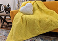 DaDa Bedding Happy Sunny Yellow Bright Quilted Ultra Sonic Reversible Throw Blanket Bedspread (BJ0107) by DaDalogy Bedding Collection