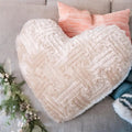 DaDa Bedding Heart Pillows Decorative Throw Pillows - Neutral Champagne Beige Heart Shaped Throw Toss Lap Fluffy Faux Fur Sherpa Pillows (16x14) by DaDalogy Bedding Collection