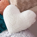 DaDa Bedding Heart Pillows Decorative Throw Pillows - Neutral Champagne Beige Heart Shaped Throw Toss Lap Fluffy Faux Fur Sherpa Pillows (16x14) by DaDalogy Bedding Collection