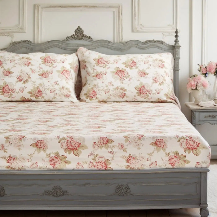 DaDa Bedding Hint of Mint Floral Cotton Fitted Sheet Set by DaDalogy Bedding Collection