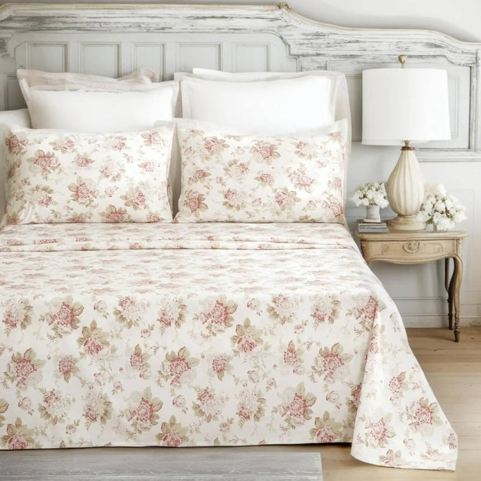 DaDa Bedding Hint of Mint Floral Cotton Flat Sheet Set by DaDalogy Bedding Collection