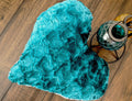 DaDa Bedding Lucky Irish Teal Green Faux Fur Heart Shaped Throw Pillow - 16” x 14” by DaDalogy Bedding Collection