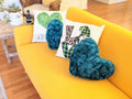 DaDa Bedding Lucky Irish Teal Green Faux Fur Heart Shaped Throw Pillow - 16” x 14” by DaDalogy Bedding Collection