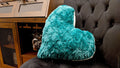 DaDa Bedding Lucky Irish Teal Green Faux Fur Heart Shaped Throw Pillow - 16” x 14” by DaDalogy Bedding Collection