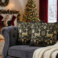 DaDa Bedding Magical Golden Reindeer Woven Tapestry Throw Pillow Covers 16" x 16" by DaDalogy Bedding Collection