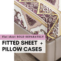 DaDa Bedding Majestic Oriental Kilim Fitted Sheet - w/ Pillow Cases Royal Persian Traditional Design Intricate Ornate Ornament Print by DaDalogy Bedding Collection