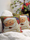 DaDa Bedding Naughty or Nice Santa Claus Christmas Woven Tapestry Throw Pillow Cover - 16" x 16" by DaDalogy Bedding Collection