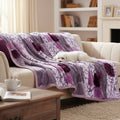 DaDa Bedding Orchid Blossoms Striped Floral Lavender Plush Fleece Flannel Throw Blanket (XY9833) by DaDalogy Bedding Collection