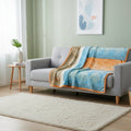 DaDa Bedding Papaya Beach Orange & Blue Reversible Soft Fleece Flannel Throw Blanket (XY9841) by DaDalogy Bedding Collection