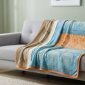DaDa Bedding Papaya Beach Orange & Blue Reversible Soft Fleece Flannel Throw Blanket (XY9841) by DaDalogy Bedding Collection