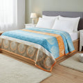 DaDa Bedding Papaya Beach Orange & Blue Reversible Soft Fleece Flannel Throw Blanket (XY9841) by DaDalogy Bedding Collection