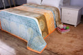 DaDa Bedding Papaya Beach Orange & Blue Reversible Soft Fleece Flannel Throw Blanket (XY9841) by DaDalogy Bedding Collection