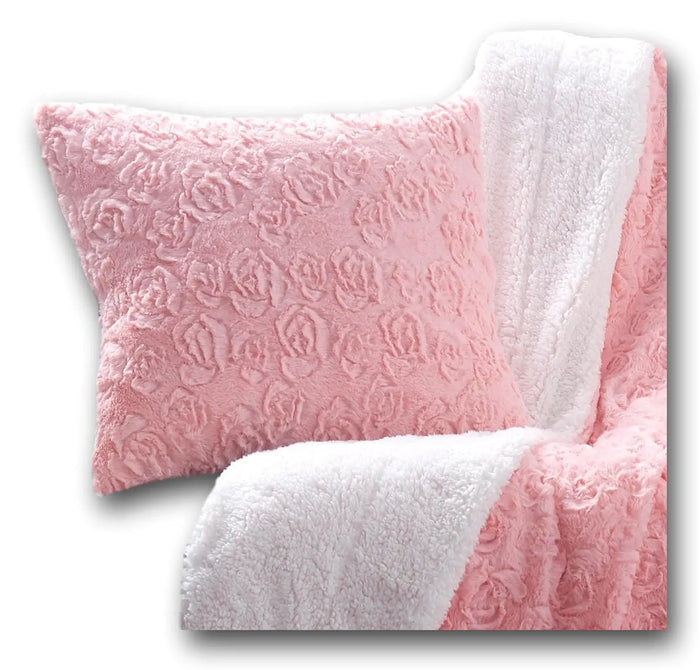 DaDa Bedding Pastel Pink Faux Fur Pillow Cover by DaDalogy Bedding Collection