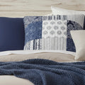 DaDa Bedding Patchwork Denim Blue Elegance Bohemian Euro Sham - 26” x 26" - 1PC (JHW660) by DaDalogy Bedding Collection