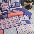 DaDa Bedding Peachy Pink Floral Blossoms Plum Purple Patchwork Quilted Bedspread Set - Designed in USA (JHW877) by DaDalogy Bedding Collection