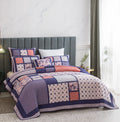 DaDa Bedding Peachy Pink Floral Blossoms Plum Purple Patchwork Quilted Bedspread Set - Designed in USA (JHW877) by DaDalogy Bedding Collection