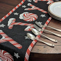 DaDa Bedding Peppermint Joy Red Black Holiday Tapestry Dining Table Runner (12904) by DaDalogy Bedding Collection
