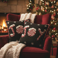 DaDa Bedding Peppermint Joy Stars Red Black Tapestry Throw Pillow Cover - 16” x 16” (12904) by DaDalogy Bedding Collection