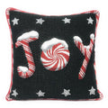 DaDa Bedding Peppermint Joy Stars Red Black Tapestry Throw Pillow Cover - 16” x 16” (12904) by DaDalogy Bedding Collection