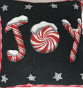 DaDa Bedding Peppermint Joy Stars Red Black Tapestry Throw Pillow Cover - 16” x 16” (12904) by DaDalogy Bedding Collection