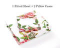 DaDa Bedding Pink Romantic Roses Floral Fitted Sheet Set by DaDalogy Bedding Collection