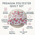 DaDa Bedding Pink Romantic Roses Floral Quilt Set by DaDalogy Bedding Collection