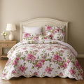 DaDa Bedding Pink Romantic Roses Floral Quilt Set by DaDalogy Bedding Collection