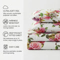 DaDa Bedding Pink Romantic Roses Floral Sheet Set by DaDalogy Bedding Collection
