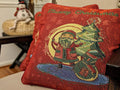 DaDa Bedding Red Santa Claus Christmas Woven Tapestry Throw Pillow Cover - 16" x 16" (17615) by DaDalogy Bedding Collection