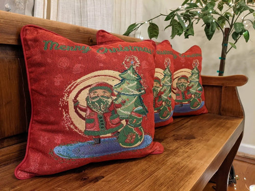 DaDa Bedding Red Santa Claus Christmas Woven Tapestry Throw Pillow Cover - 16" x 16" (17615) by DaDalogy Bedding Collection