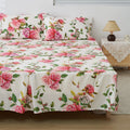 DaDa Bedding Romantic Roses Floral Bed Skirt - Matching Pink & White Ruffled Dust Ruffle for Quilted Coverlet Set - Lightweight & Breathable Polyester Bedskirt by DaDalogy Bedding Collection